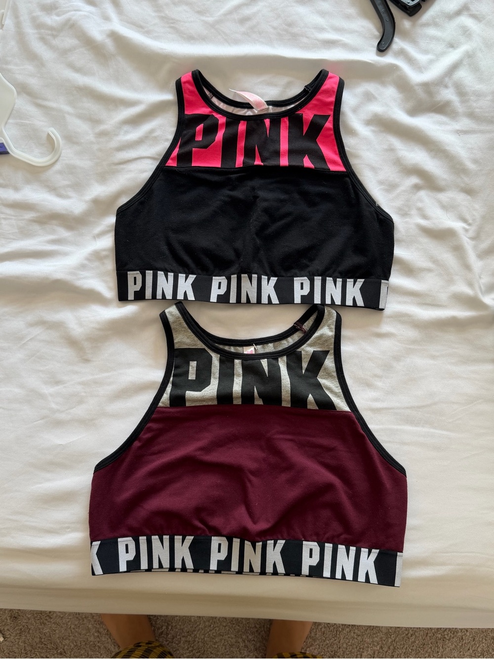 PINK Victoria's Secret Black & Burgundy High-Neck Sports Bras (Set of 2)